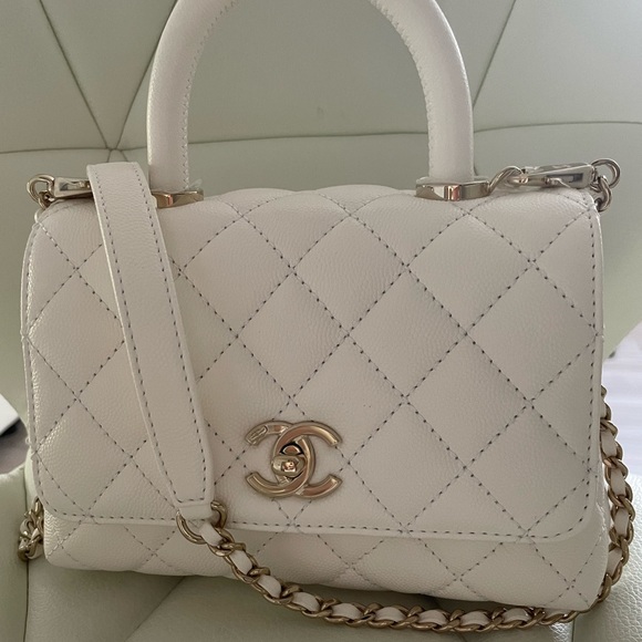 Chanel Coco Handle Extra Mini Bag White Caviar Leather LGHW. - Picture 11 of 14